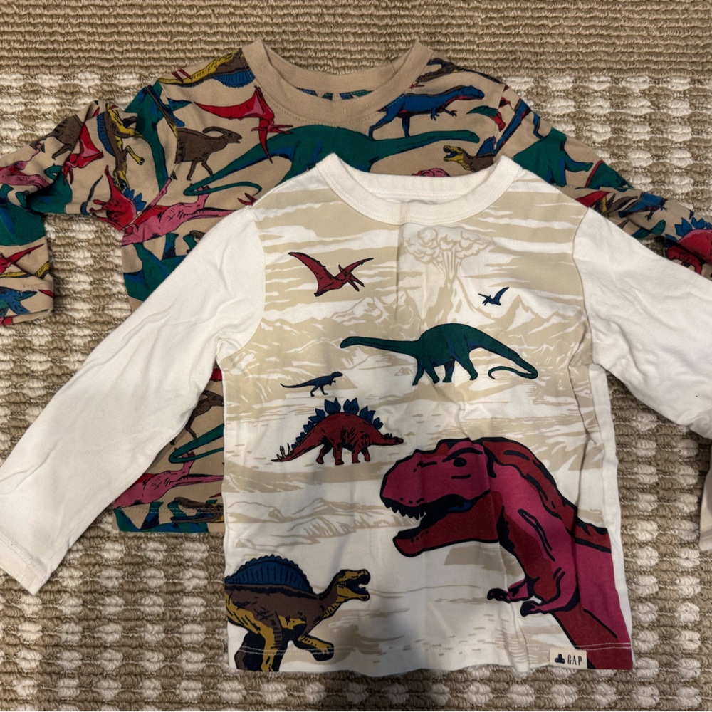 GAP Kids Dinosaur Print Long Sleeve Shirts - Multicolor